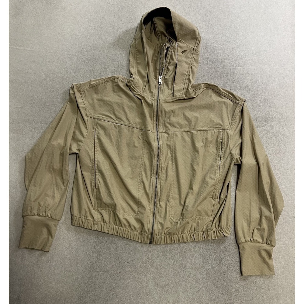 Beneunder Beige Hooded Lightweight Windbreaker Jacket Women's Size Large Cropped